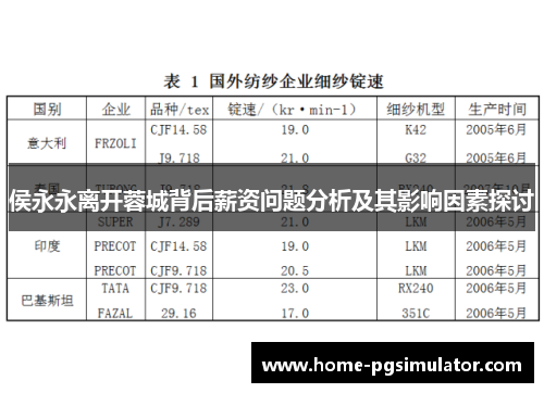 侯永永离开蓉城背后薪资问题分析及其影响因素探讨