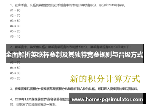 全面解析英联杯赛制及其独特竞赛规则与晋级方式